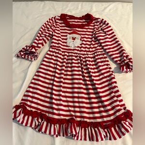 Santa red stripe dress 4/5 ruffle dress white